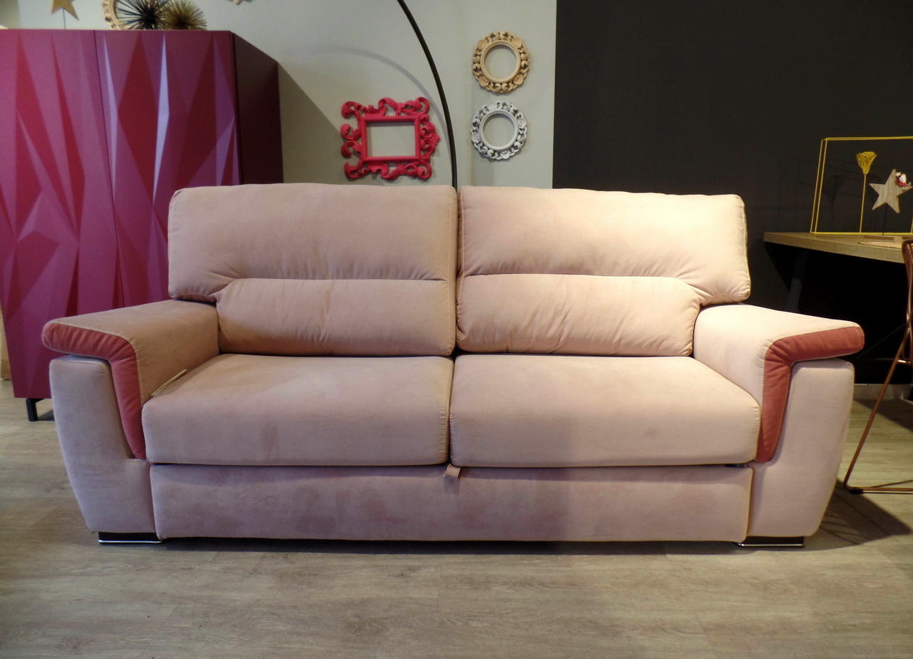 Divano 3 posti rosa con pouf estraibile modello “Blend” FEBAL tre posti fisso - 001